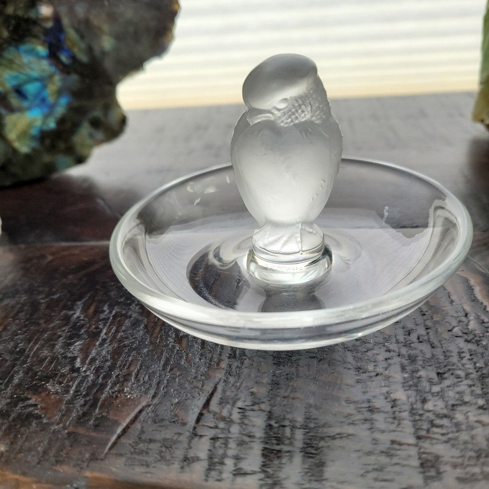 Vintage Lalique Bird Ring Dish Crystal